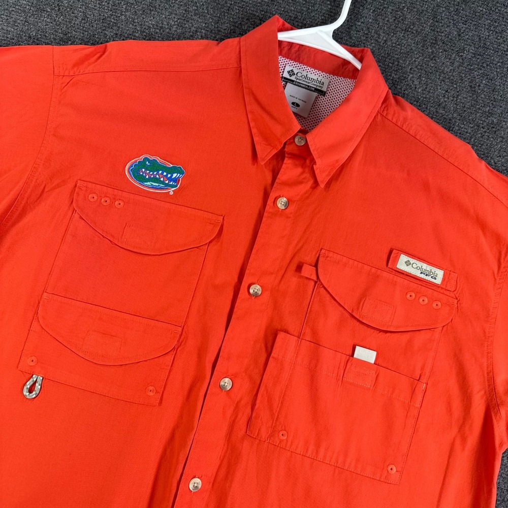 Columbia Men's Orange Fishing Shirt with Florida Gators Patch